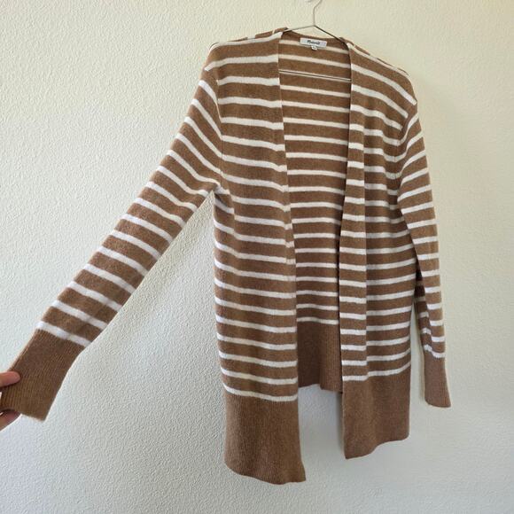 Madewell Striped Alpaca Merino Wool Cardigan Sweater Open Front Womens S Brown W - Picture 4 of 10